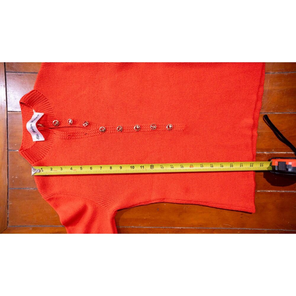 Vintage 1970's St John Knit Red Orange Gold Button Heavy Sweater Top S - Picture 10 of 10